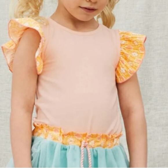 Matilda Jane Riley Solid Pleated Print Sleeve Top size 2 - Picture 1 of 8